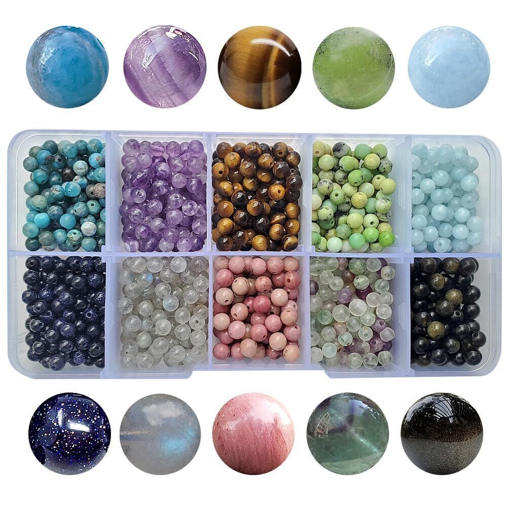 3061 4mm Stone Beads Kit for Jewelry Making, Natural Gemstone Fluorite